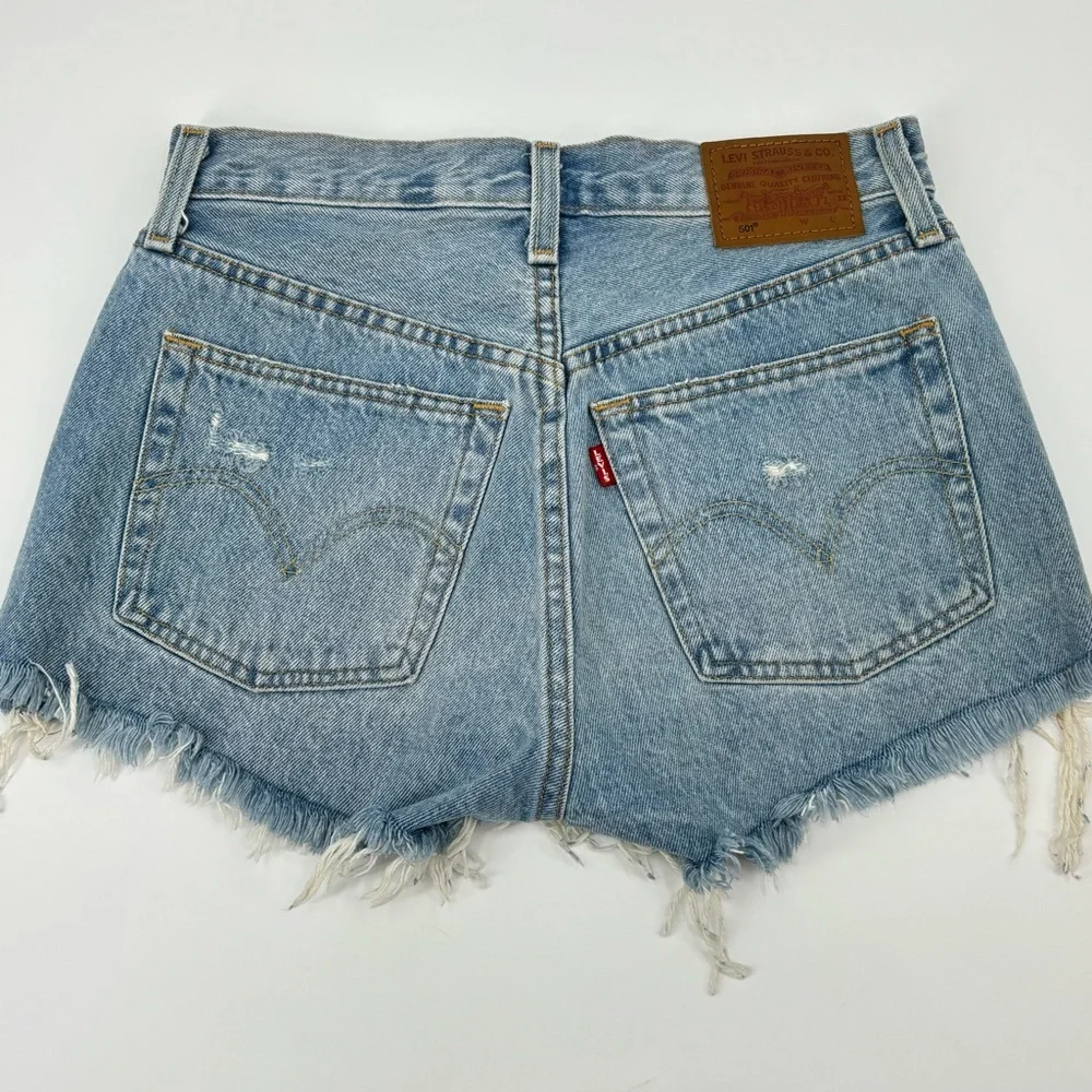 Levi’s 501 Distressed Button Fly Denim Cutoffs Shorts - Picture 5 of 12